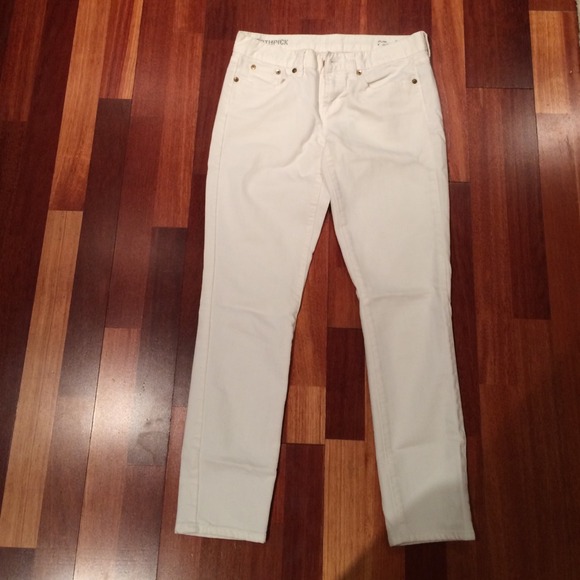 J. Crew white ankle toothpick jean.