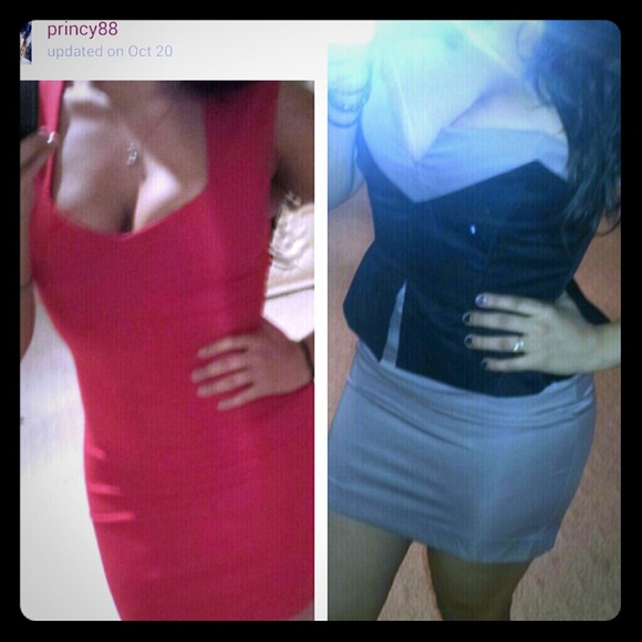 Forever 21 red dress and Venus corset gray dress