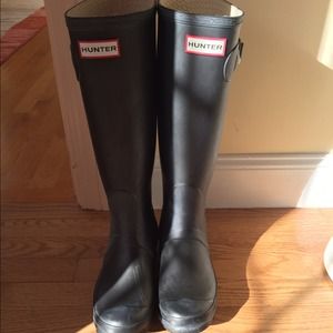 Matte black hunter boots