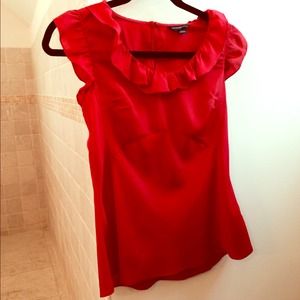 Banana Republic red ruffle short sleeve top