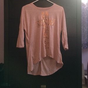 Light pink see through high low shirt