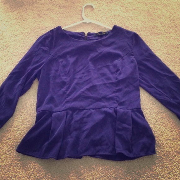 Dark purple peplum zipper back shirt