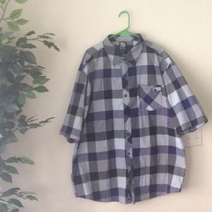 Mens Blue Plaid Button Up
