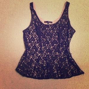 Black and Tan peplum tank