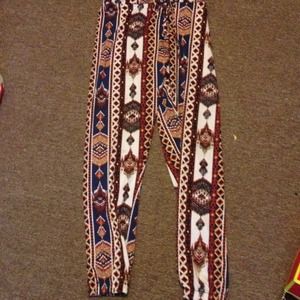 Stretchy kinda Aztec pattern pants