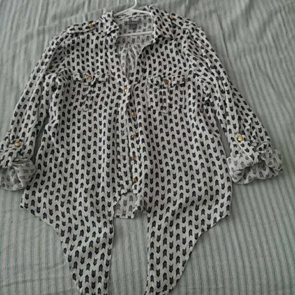 Button down with pinned up sleeves