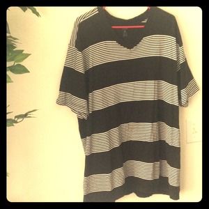 Black & White Striped V-Neck