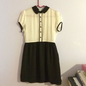 Black and white collar dress