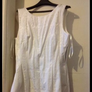 White A line dress with baroque inspired design