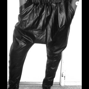 Faux Leather Harem Joggers