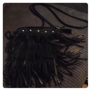 Black Fringed Cross Body Bag