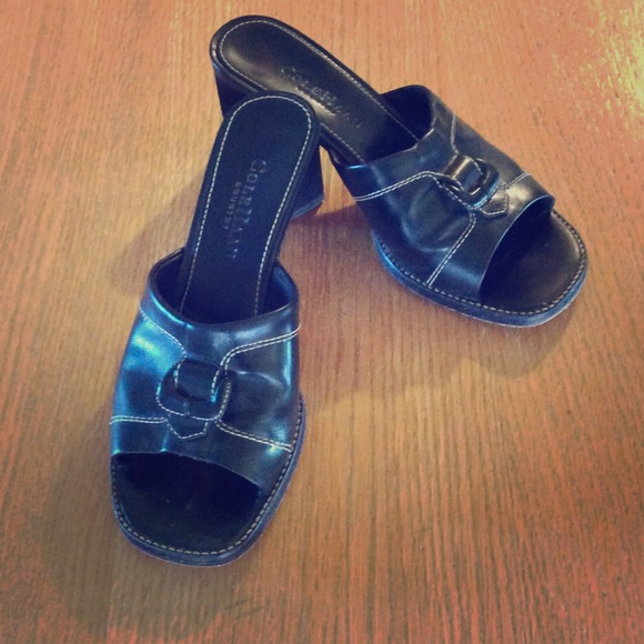 Cole Haan Black Leather Sandals - Picture 1 of 3