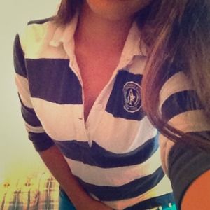 A&F Navy Striped Polo