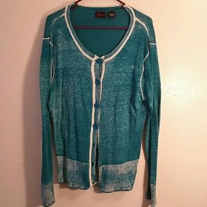 Aqua distressed cardigan