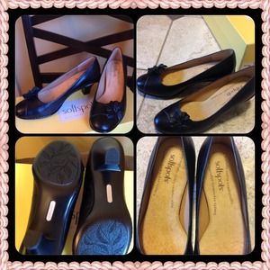 Soft Spots Melbourne Black Leather Pump Size 7M