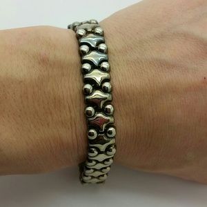 Vintage Sterling Silver Heavy Linked Bracelet