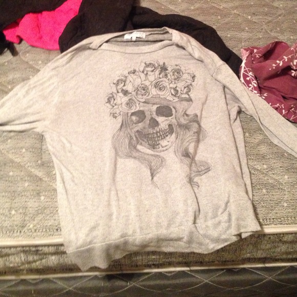 Grey Day of the Dead girl long sleeve top