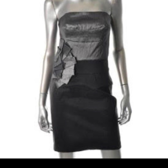 Jessica McClintock taffeta black grey dress