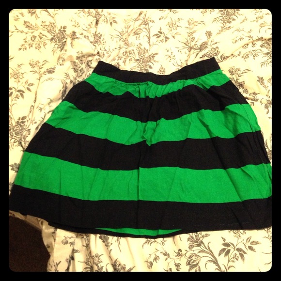 Adorable Navy and Green Striped Skirt!