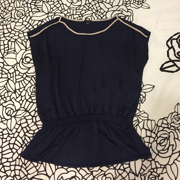 Navy Ann Taylor peplum top.