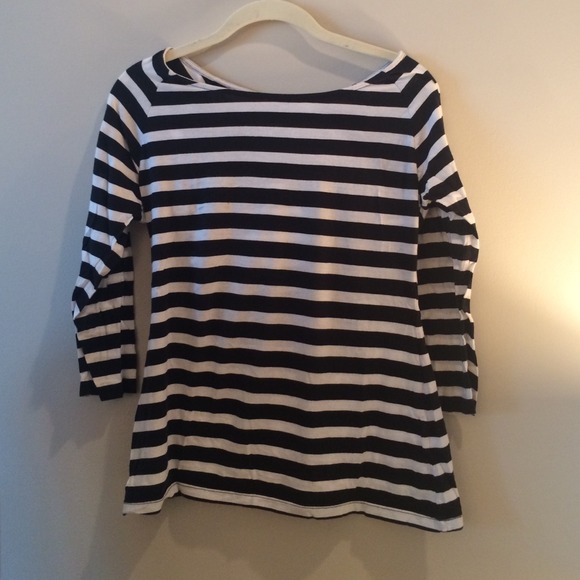 Lilla P Black and White Striped Blouse