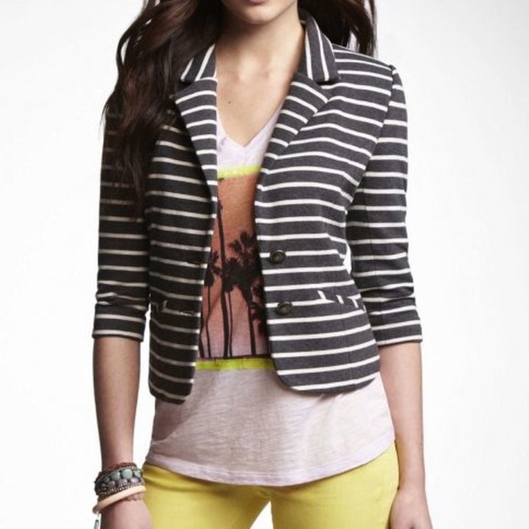 EXPRESS NAUTICAL STRIPED KNIT BLAZER