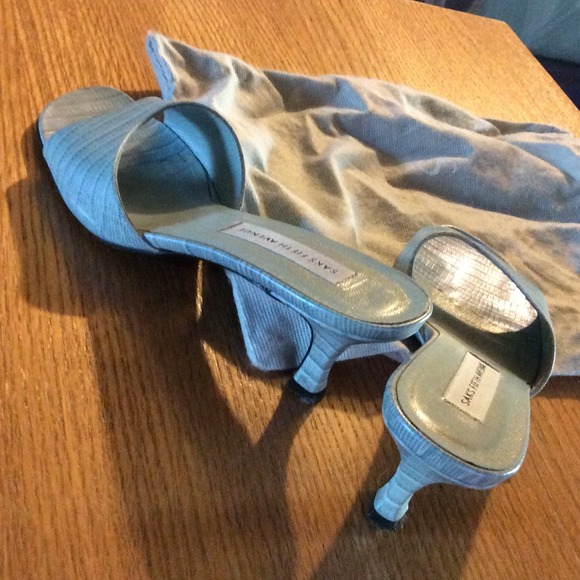 Pale Blue Alligator Leather Sandals - Picture 2 of 3