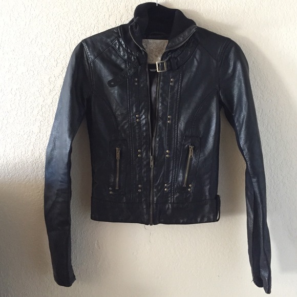 Black faux leather jacket
