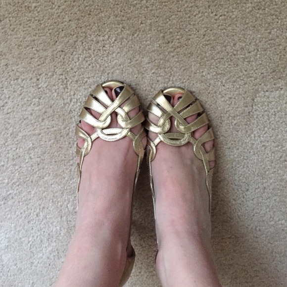 Gold Peep Toe Heels