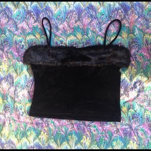Vintage faux fur velvet croptop