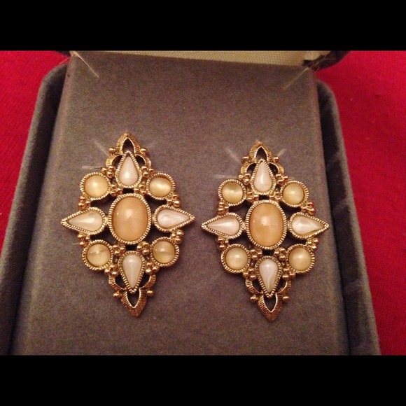 Gold statement costume jewelry earrings