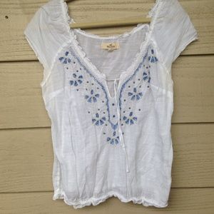 Sheer floral Hollister ruffle top
