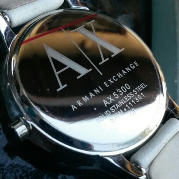 Armani Exchange Leather Strap Womens Watch (White)