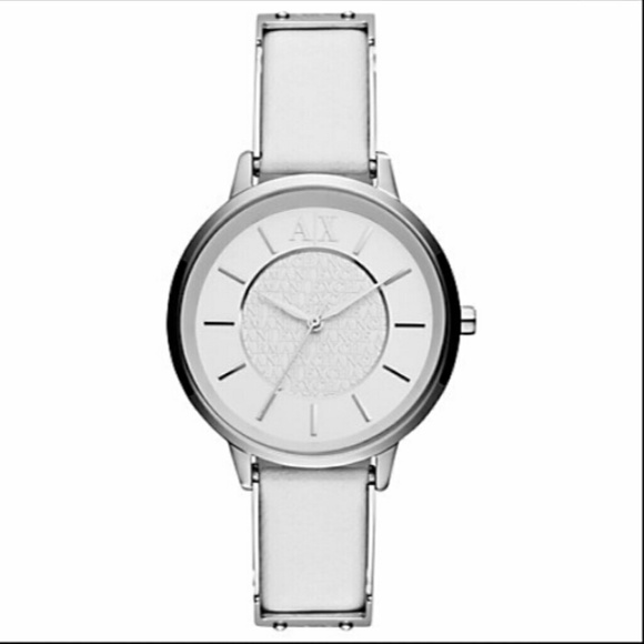 Armani Exchange Leather Strap Womens Watch (White)
