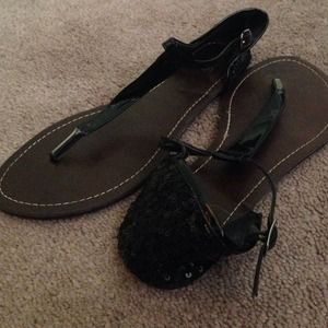 Black sparkly sandals