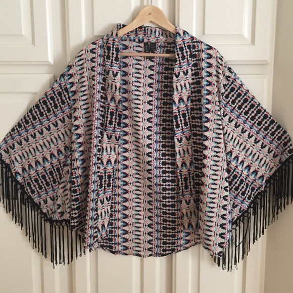 Fringe boho kimono