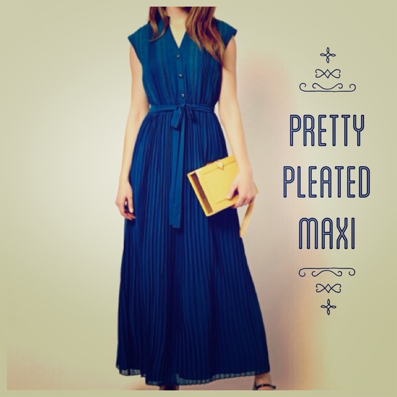 Anthropologie Darling Dakota Teal Maxi Dress Sz M