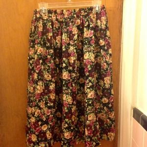 Vintage Floral Mid-Calf Length Skirt