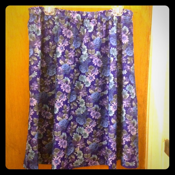 Vintage Electric Blue Floral Skirt