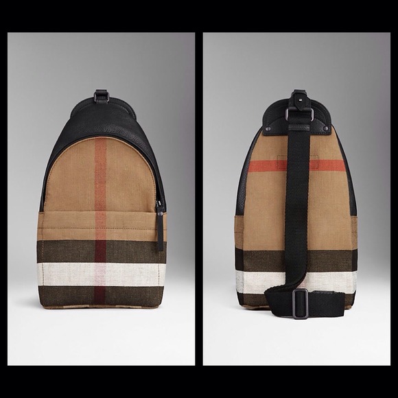 -auth.-Burberry Single Strap Canvas Check Backpack