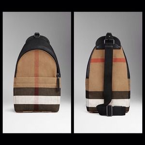 -auth.-Burberry Single Strap Canvas Check Backpack