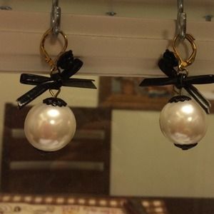 Betsy Johnson Bow Pearl Earrings