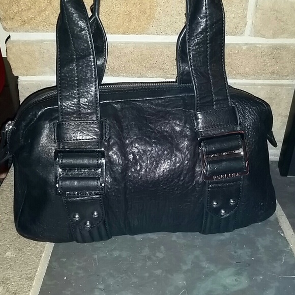 Black Leather Perlina handbag
