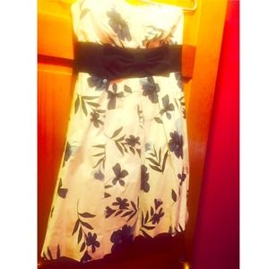 White and Navy blue floral summer dress
