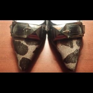 Nine West: Grey/Black Pony Hair Pumps