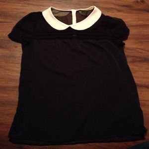 Peter Pan collar black sheer shirt