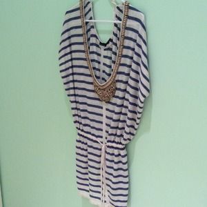 Victoria's Secret navy and cream swimsuit cover up