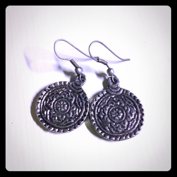 Ancient coin look dangle earrings