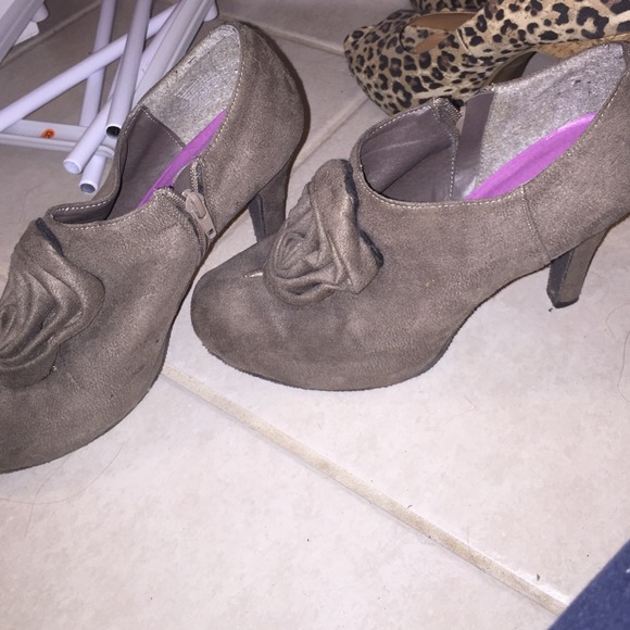 cute olive color half boot heels.