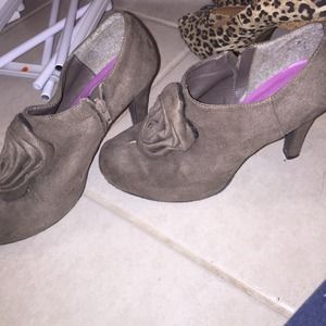 cute olive color half boot heels.